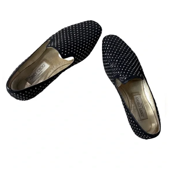 JIMMY CHOO Women’s Wheel Studded Suede Smoking Slipper Shoes Size 8.5 - Picture 3 of 9